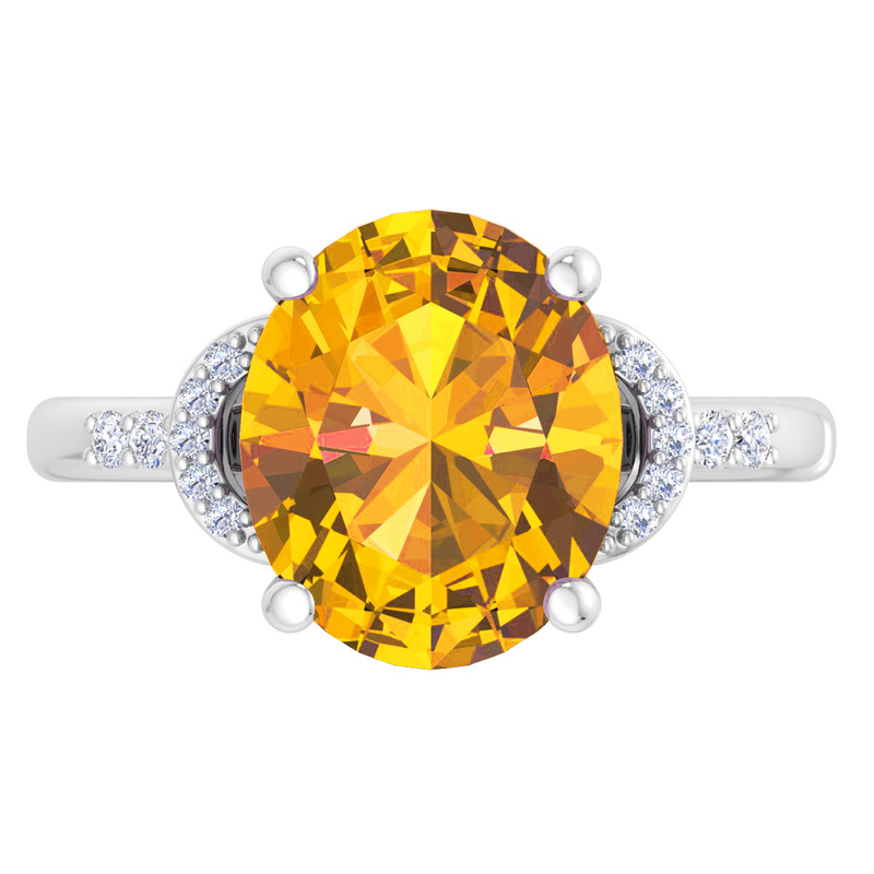 Martha Stewart 4 1/2ctw. Oval Citrine & Lab Grown Diamond Ring In Sterling Silver image number null